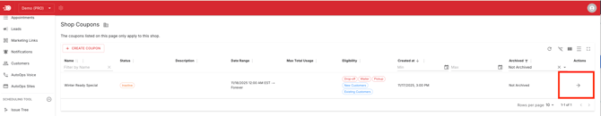 Arrow to Config Coupon