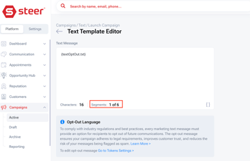 Campaign Builder Showing Segment Count
