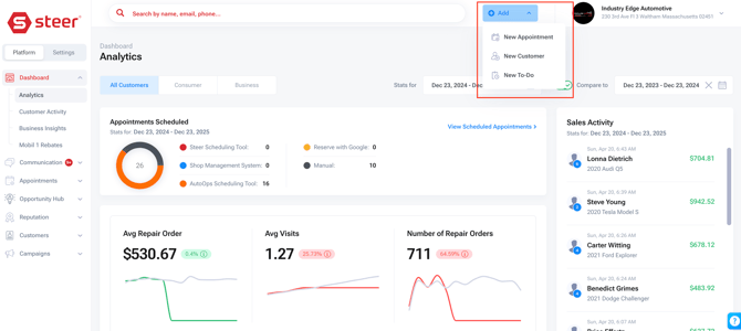 Click + Add for Customer-1
