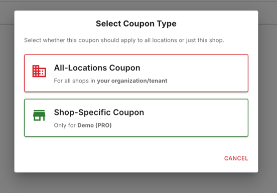 Coupon Type Selection