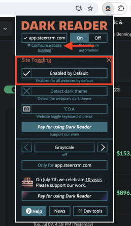 DR Configure Toggling