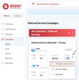 Deferred Manage Customer List