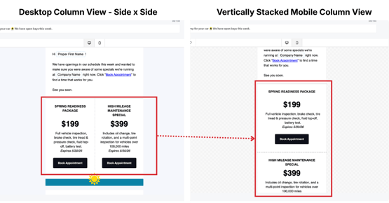 Email Auto Stacking Columns