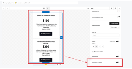 Email Editor - Do Not Stack on Mobile