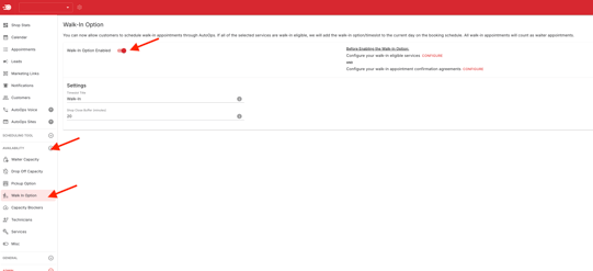 Enable Walk In for Wait Time