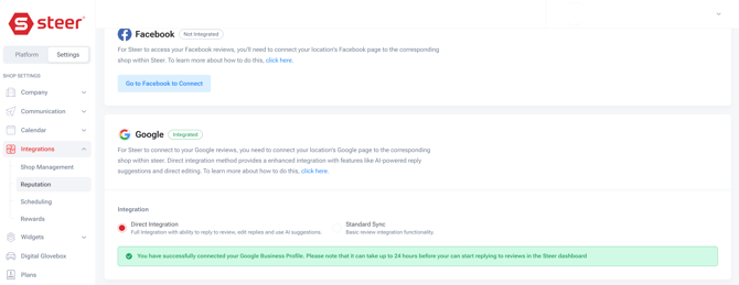 GBP Steer Connection Success