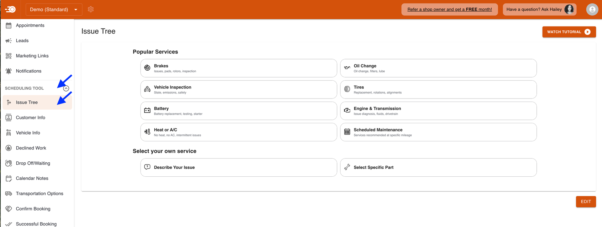 Customizing Your Issue Tree - Scheduling Tool Services