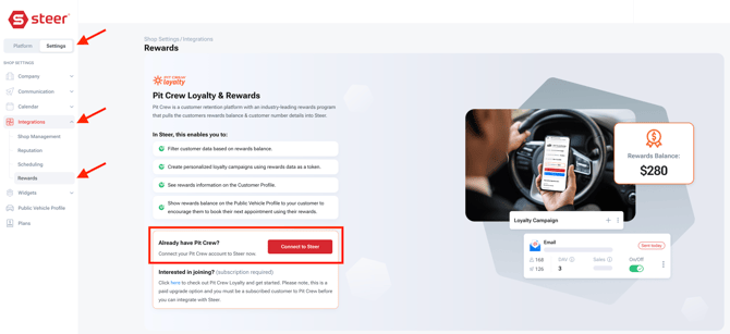 Connect Pit Crew to Steer