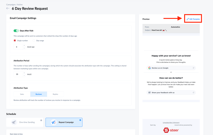 Edit Review - Email Campaign