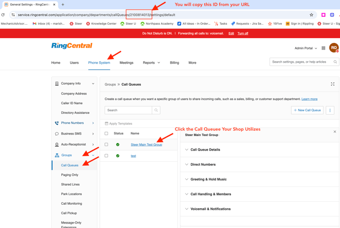 Locate Call Queue ID