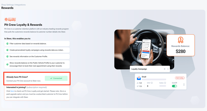 Rewards Connected Page