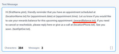 Rewards Token in Text
