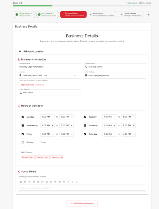 Step 3 - Confirm Business DetailsAdd Location