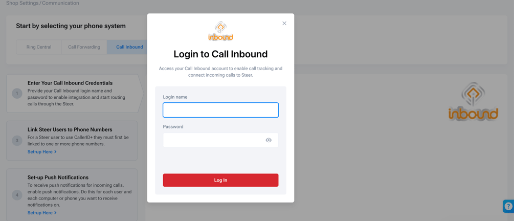 Callable Login How to Integrate Call Inbound to Steer - Call Intelligence & CallerID+