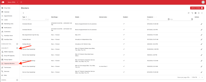 Nav to Capacity Blockers