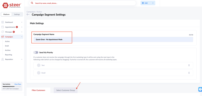 Quote Camp - segment settings 2