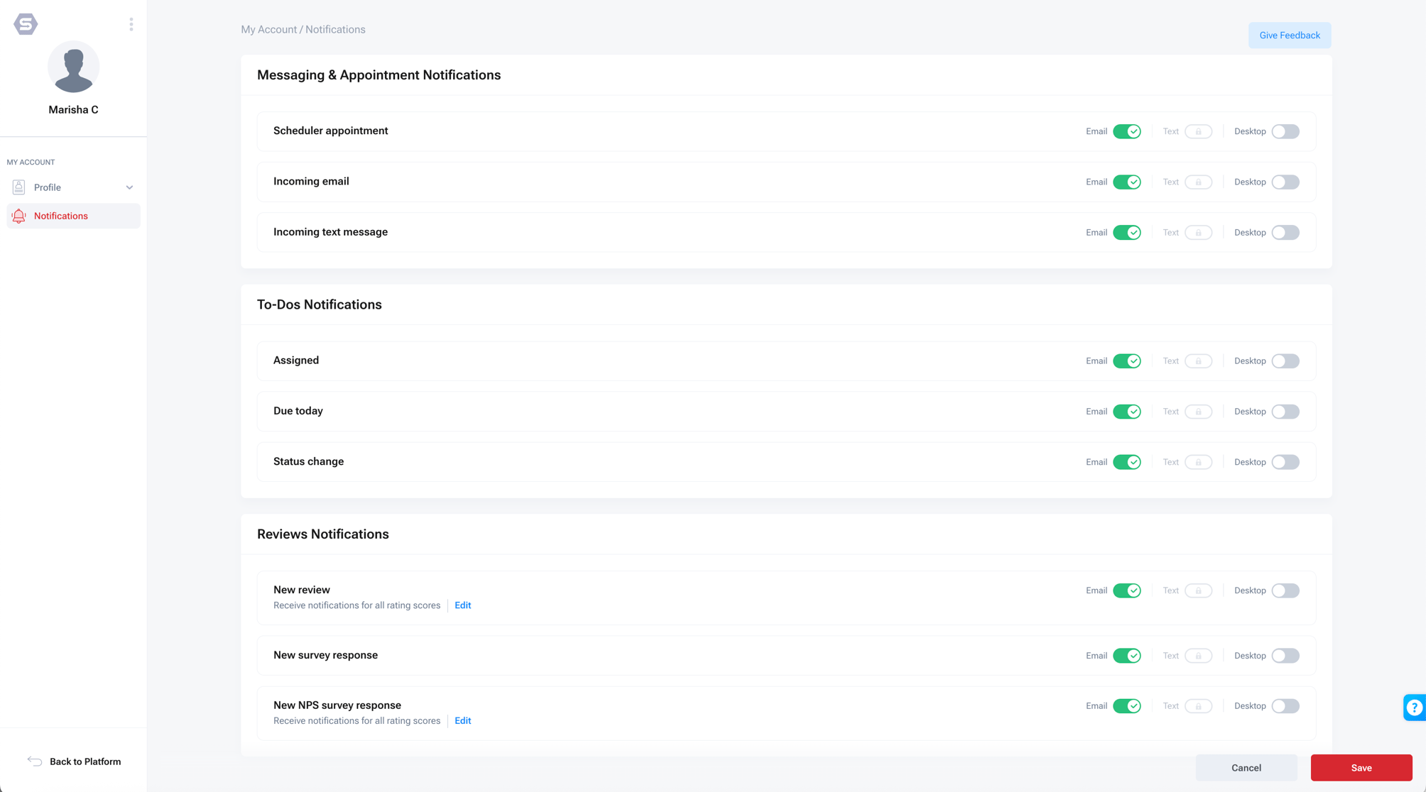 Managing Steer Text and Email Notifications