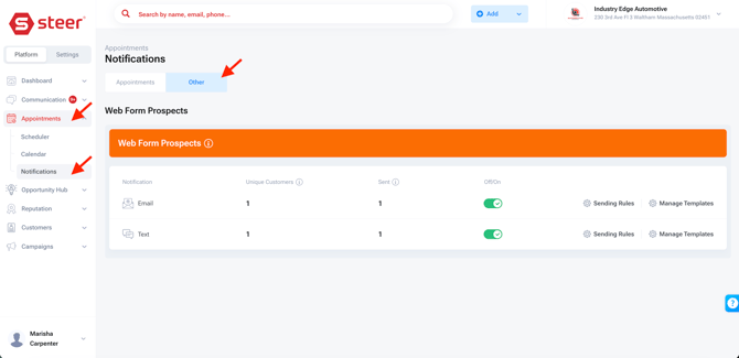 Steer - Web Form Notifs