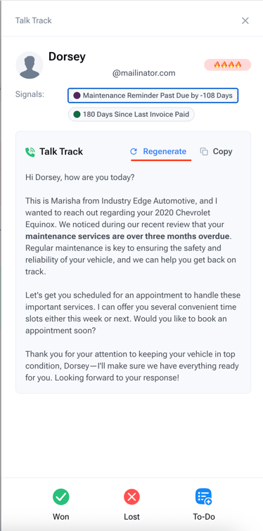 Talk Track Example