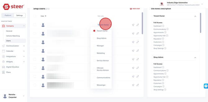 Update Company Information and User Access Settings in Steer - Step 10