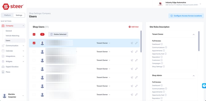 Update Company Information and User Access Settings in Steer - Step 15