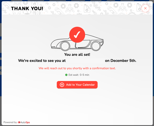 Wait Time Success Page