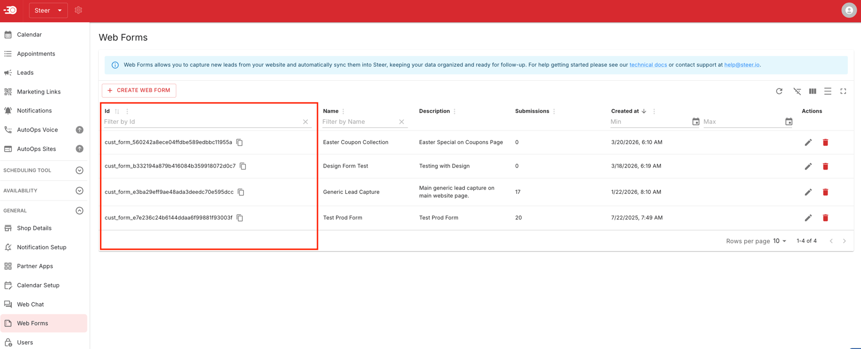 Manage and Create Web Forms via AutoOps and Steer