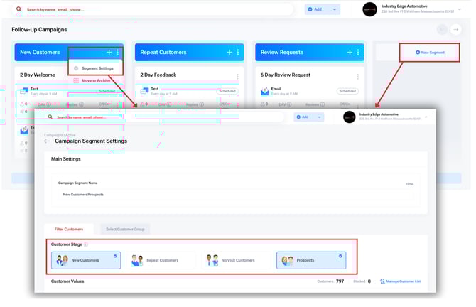 segment settings newpros